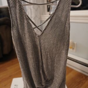 Daytrip Black and White Striped Tank Top